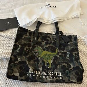 Coach 100% recycled Canvas Tote with Camo Print and Rexy RARE FIND